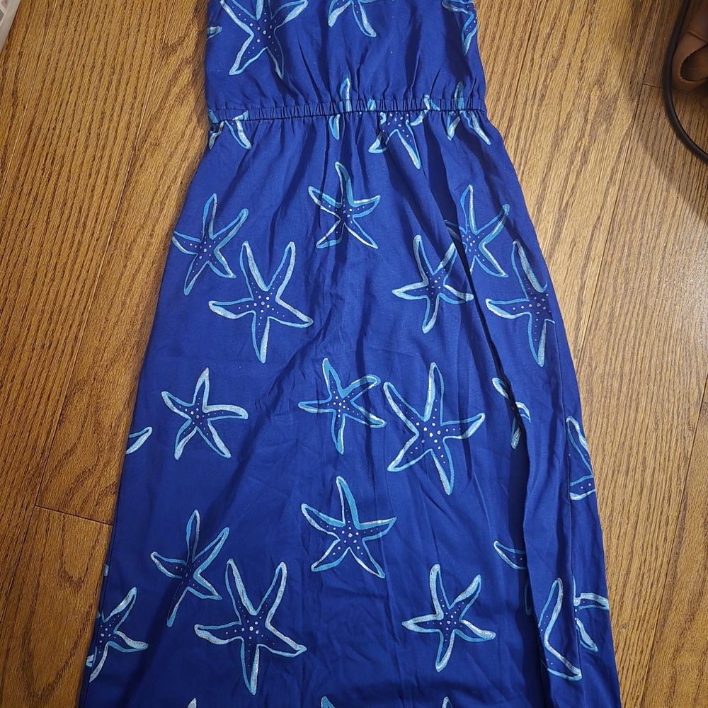 Starfish Patterned Kids Casual Dress - Blue